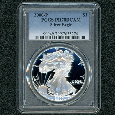 Perfect! Proof Millennium 2000-P SILVER EAGLE PCGS PR70 DCAM with Case - Image 1 of 4