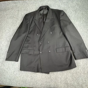 VTG 90s Nino Fenzi Blazer Jacket Men’s 48R Black Double Breasted Wool Y2K Career - Picture 1 of 19
