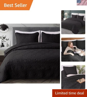 Juego de edredón lavable a máquina tamaño king - Ropa de cama suave reversible con fundas de almohada Foto 1 de 4