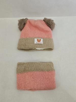 Mickey Mouse Themed Knitted Cap Children/Baby Hat & Scarf Winter Soft- Pink - Image 1 of 3