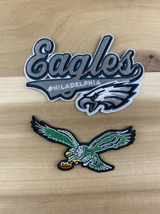 Set Of 2 Philadelphia Eagles VINTAGE Embroidered Iron On Patch Embroidery 4” - Picture 1 of 3