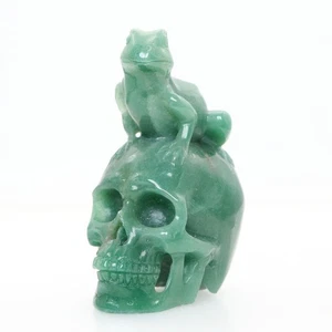 Height 4" 402g Green Jasper Carved Lifelike Frog Skull,realistic,crystal Healing - Picture 1 of 8