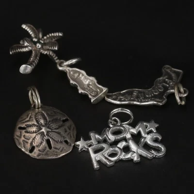 Lote de 5 dijes de pulsera de palmera de dólar de arena surtidos de plata esterlina de colección - 7 g Foto 1 de 4