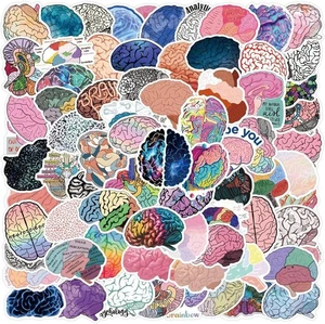 100PCS Colorful Brain Stickers for Water Bottles Scrapbook Journaling Skateboard - Picture 1 of 5