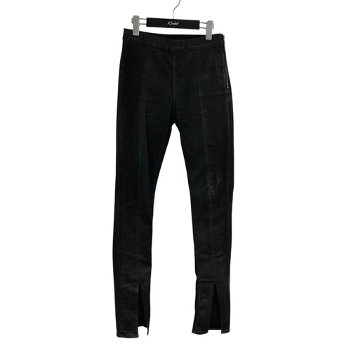 Pantalone denim Rick Owens nero rivestito spacco anteriore usatoa t