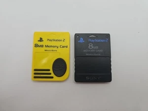 2 tarjetas de memoria Sony PlayStation 2 8 MB - ¡Negras y amarillas! ¡Ambos probados y funcionando! - Imagen 1 de 5