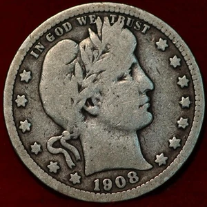 1908-D Denver Mint Silver Barber Quarter - Picture 1 of 2