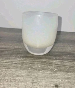 GLASSYBABY Opaque Cream White Yellow Kindness Glass Candle Holder - Picture 1 of 4