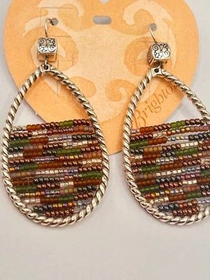 Brincos de arame francês Brighton Wonderland com miçangas lágrima marrom verde multi - Imagem 1 de 4