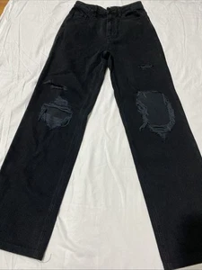 PacSun Jeans 90’s Boyfriend Women’s Size 26 Black Distressed B102 - Picture 1 of 9