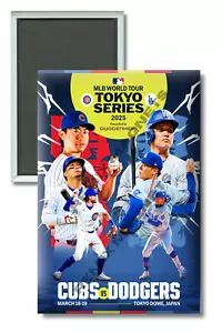 2025 MLB World Tour Tokyo Series Chicago Cubs LA Dodgers 2" x 3" Locker Magnet - Picture 1 of 3
