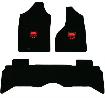 Lloyd Mats VELOURTEX 3 件套垫子 SRT-10 Viper 卡车 * 前垫上的红色毒蛇 * — 第 1/3 张图片