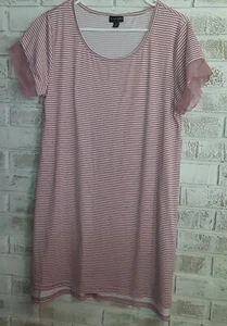 Cómodo camisón Tahari talla L con encaje y rayas - Imagen 1 de 7