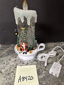 Lighted 9" Glitter Swirl Candle Village House Valerie Parr Hill White Santa Deer - Picture 1 of 20