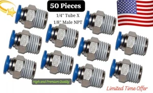 50 Pneumatic 1/4" Tube X 1/8" NPT Male Connector Air Push to Connect fitting - Bild 1 von 6
