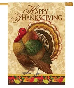 Thanksgiving Turkey Patterns House Flag - Picture 1 of 1