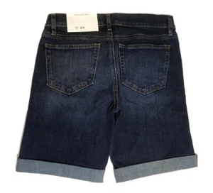 LOFT Women Denim Bermuda Shorts in Classic Dark Indigo Wash Sz 24/00 NWT - Picture 1 of 9