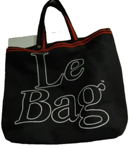Le Bag tote vintage ladies 1980s era made in Taiwan sturdy canvas black and red - Picture 1 of 10