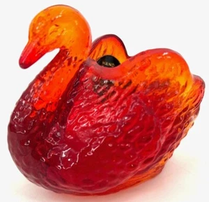 Vintage LE Smith Ruby Red Glass SWAN Open Salt Cellar / Toothpick Holder - Picture 1 of 7