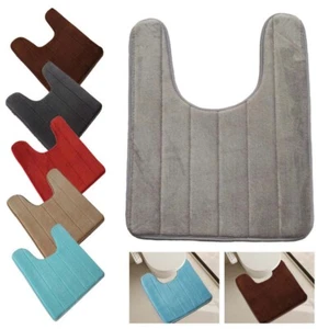 U-Shaped Floor Mats Bathroom Anti-slip Mat Water Absorbent Coral Fleece Carpet - Bild 1 von 16