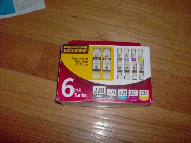 GENUINE SET 6 CANON 220/221 INK TANKS BK BCMY PGI-220 CLI-221 iP3600-MX870 NEW - Image 1 of 1