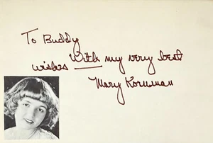 MARY KORNMAN Signed Autograph 4 x 6 INDEX CARD OUR GANG Silent Era Child ACTRESS - Picture 1 of 6