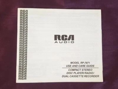 RCA AUDIO RP-7971 USE AND CARE GUIDE MANUAL CD / RADIO / DUAL CASSETTE RECORDER - Image 1 of 4