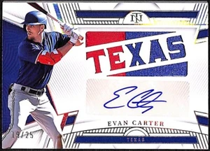 2023 Panini National Treasures EVAN CARTER /25 GOLD Die Cut Auto Patch * Rangers - Picture 1 of 2