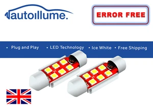 2x 36mm Festoon LED Weiß Birne Fehlerfrei Canbus 6 SMD 3030 Xenon Licht 12V - Bild 1 von 3