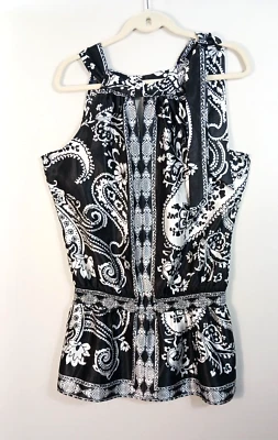 Minivestido túnica halter White House Black Market talla L negro blanco cachemira Foto 1 de 4