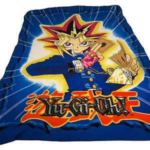Vintage Yu Gi Oh Cards Fleece Blanket Throw 1996 Yu-Gi-Oh Spellout 62 x 45 Retro - Picture 1 of 4