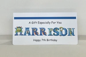 CUMPLEAÑOS Dinero/Regalo Cupón Billetera + Sobre Personalizado Hecho a Mano Para Niños - Imagen 1 de 7