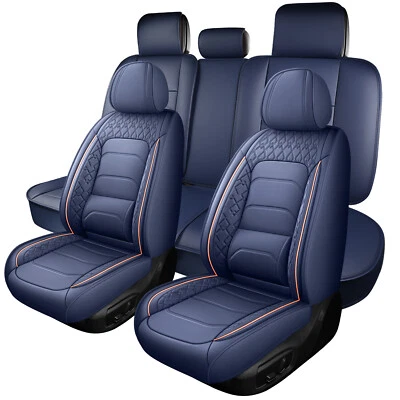 Waterproof Nappa Leather Car 5 Seat Covers Full Set Interior Protector Universal - Image 1 of 4