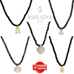 Collana girocollo con elefantino,bimba,ancora,cuore zirconi,swarovski,argento 92 - Foto 1 di 17