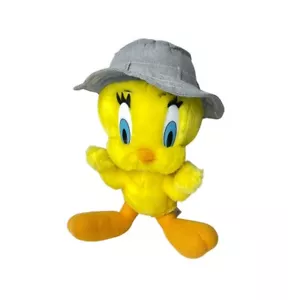 Vintage 1998 Looney Tunes Tweety Vogel mit Fischerhut Ace Warner Bros Plüsch 12 Zoll - Bild 1 von 3