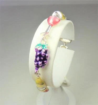 PULSERA DE RODIO COPAS DE CÓCTEL UVAS VALLE NAPA MODA PLAYA AMANTES DEL VINO Foto 1 de 4