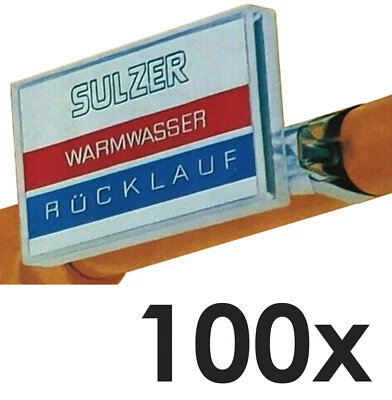 100x SET SCHILDERHALTER SCHILD HEIZUNG WASSERLEITUNG GASLEITUNG LAGER UNIFIX NEU