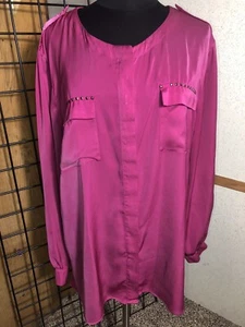 Rose and Olive L/S Button Front round neck Tunic Top Size 2X         A-2 - Picture 1 of 8