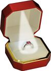 LED Red Burgundy Ring Box for Proposal, 1 RED LED Ring Box(Octagonal Design)