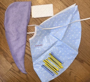 American Girl Hair Care Kit - 8 Curlers, Styling Cape, Hair Wrap, End Papers - Picture 1 of 5