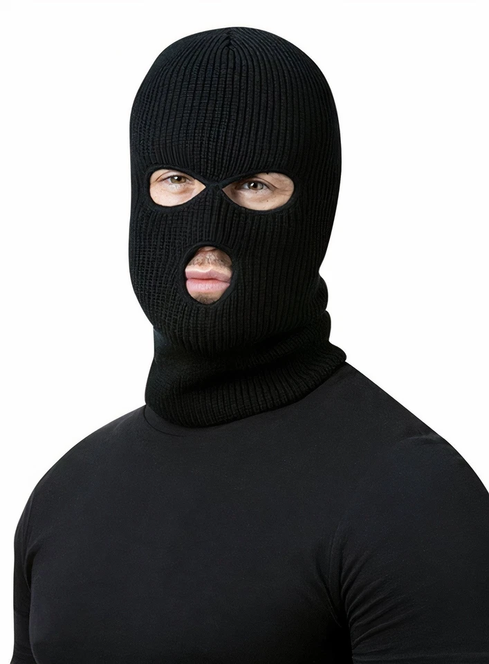 Schwarze Skimaske - Halloween Fasching Karneval - Authentische Strumpfmaske für - Bild 1 von 1