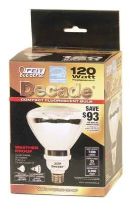 Decade 23W / 120W 120V PAR38 Weatherproof Clear CFL Flood E26 Base D23PAR3 D23PA - Image 1 of 2