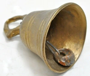 Antique Brass Small Cow Bell Original Old Hand Crafted - Picture 1 of 5