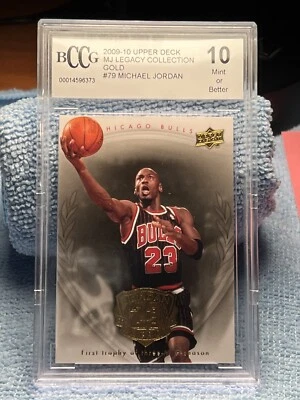 2009 upper deck mj legacy collection gold Michael Jordan 79 graded Bccg 10 - Image 1 of 2