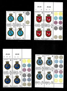 Gibraltar 1984 Navy Crest (3rd series) complete set used blocks of 4 (G307) - Picture 1 of 1