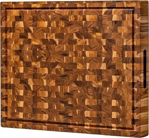 Elegant 23" x 17" Teak Wood Cutting Board - Beeswax Conditioned & Knife-Friendly - Picture 1 of 9