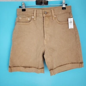 NEW GAP Women's Size 25/0 Cheeky Midi Short High Rise Tan Jean Shorts - Picture 1 of 8