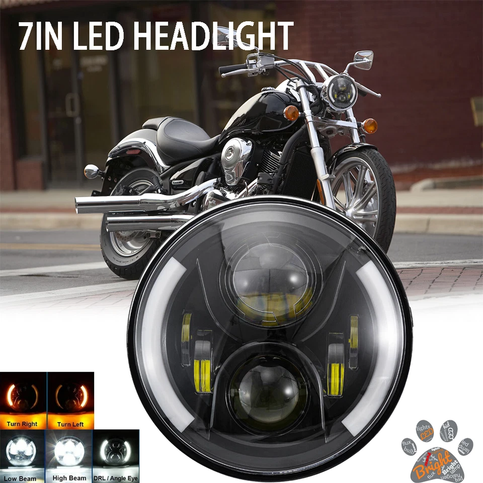 Faro redondo haz sellado luces LED para Honda Shadow ACE 750 1997-2003 7" Foto 1 de 4