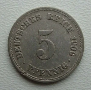 Alemania Imperio 5 Pfennig 1906 A Guillermo II Moneda Cobre-Níquel S9 - Imagen 1 de 5