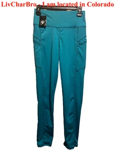 Womens L/XL Pixie Active Leggings Pants Work Out  Teal - Picture 1 of 11